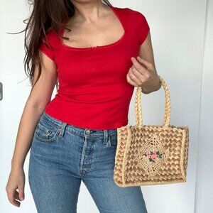 Rouje red square neck tshirt (small)